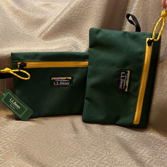 L.L.Bean Signature Green Leather Zip Pouch set - Picture 6 of 11
